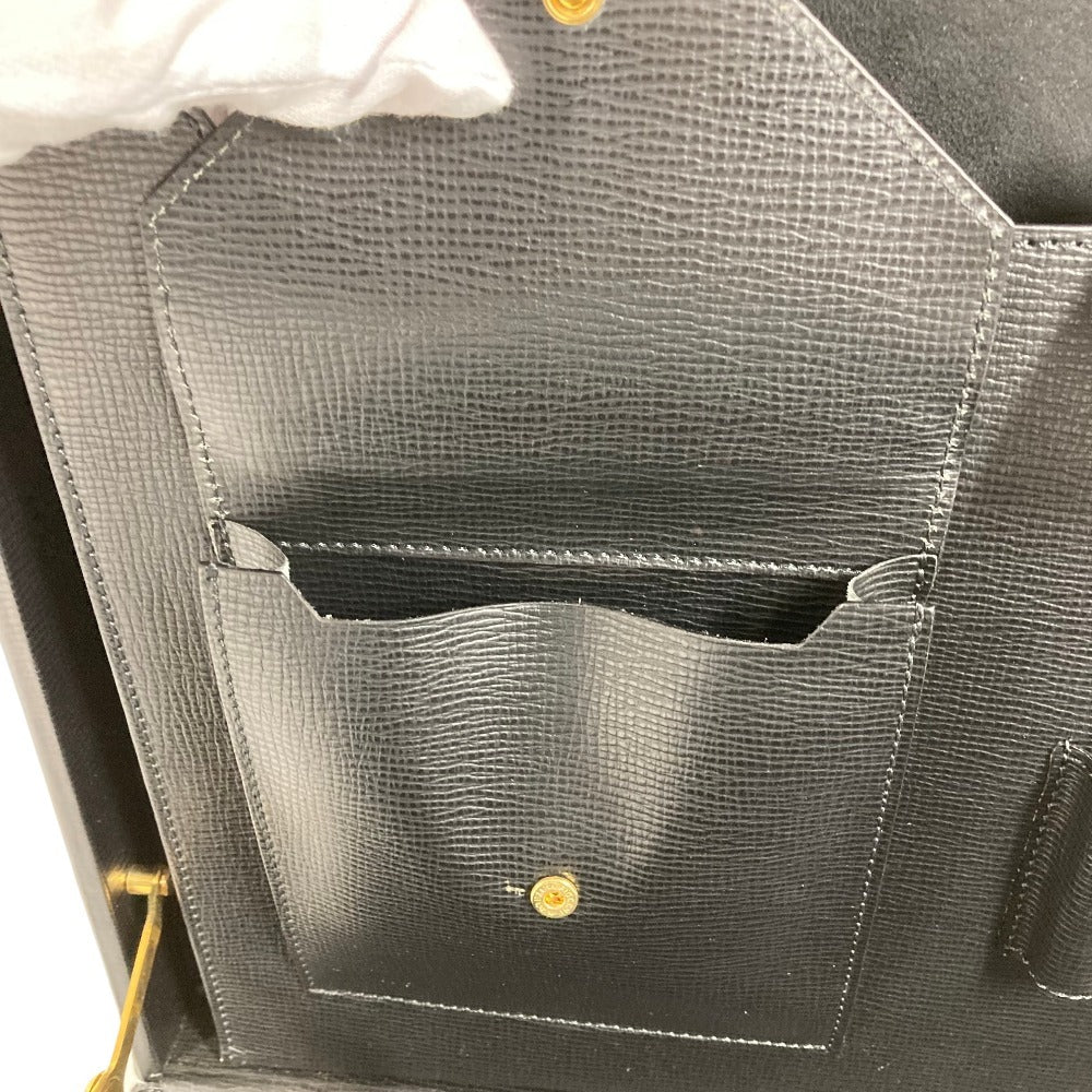 LOEWE ヴィンテージ ロゴ アナグラム アタッシュケース カバン トートバッグ ビジネスバッグ BOX ハンドバッグ レザー ユニセックス ブラック