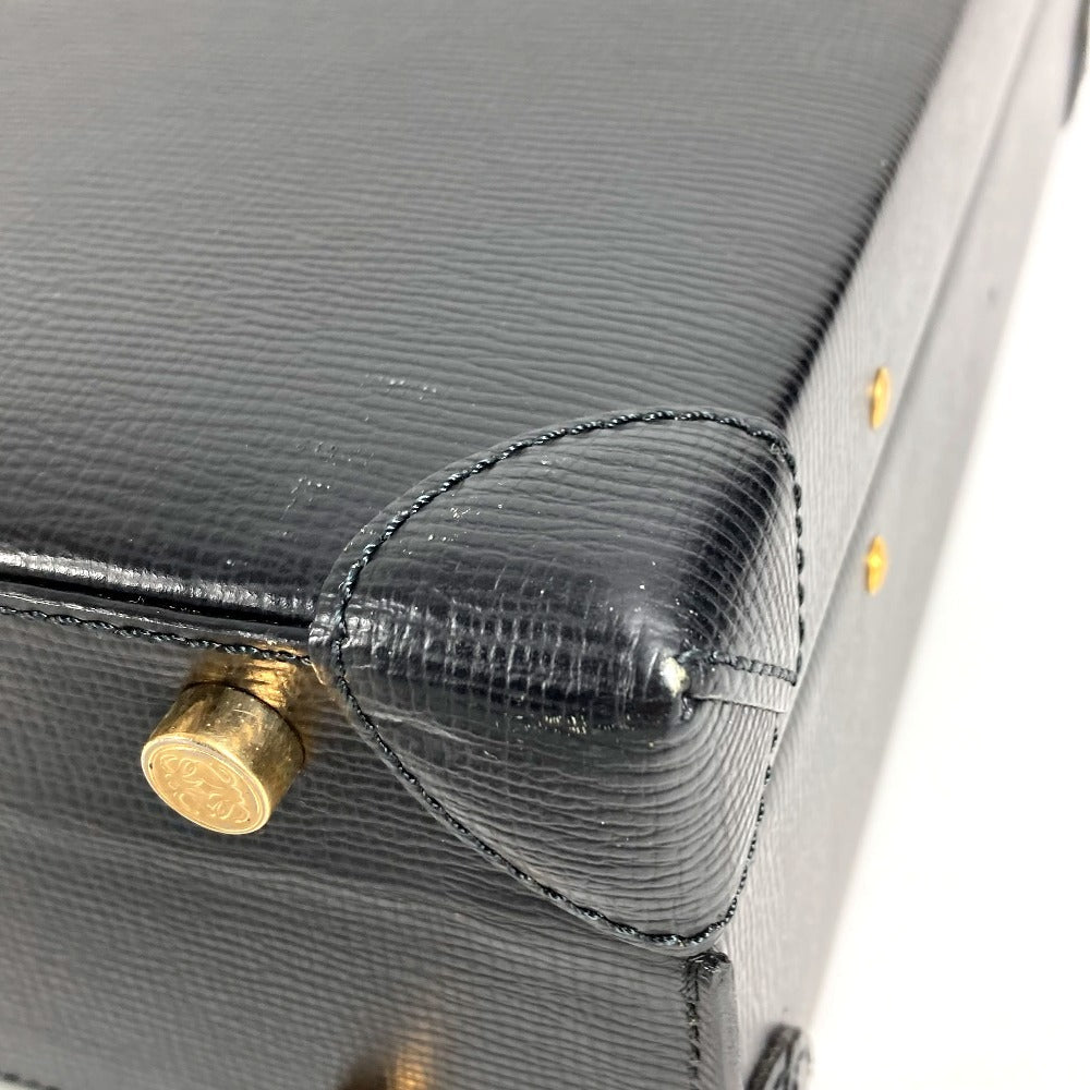 LOEWE ヴィンテージ ロゴ アナグラム アタッシュケース カバン トートバッグ ビジネスバッグ BOX ハンドバッグ レザー ユニセックス ブラック