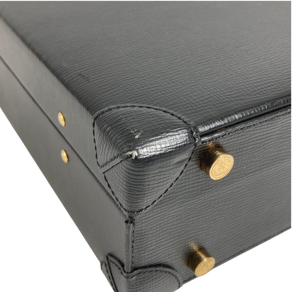 LOEWE ヴィンテージ ロゴ アナグラム アタッシュケース カバン トートバッグ ビジネスバッグ BOX ハンドバッグ レザー ユニセックス ブラック