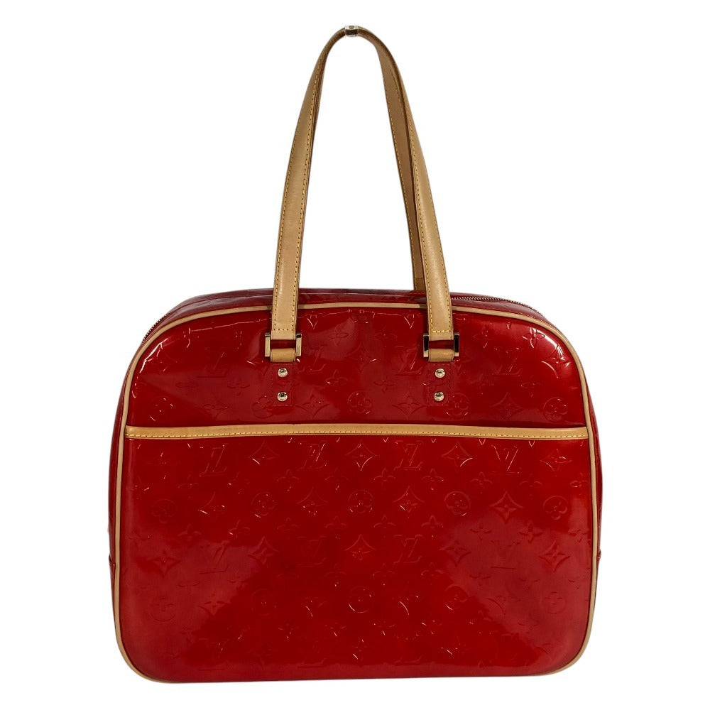 LOUIS VUITTON M91080 Monogram Vernis Sutton กระเป๋าสะพายข้างทรงบอสตัน กระเป๋าสะพายไหล่ ผ้าแคนวาส Monogram Vernis สีแดง สำหรับผู้หญิง