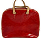 LOUIS VUITTON M91080 Monogram Vernis Sutton กระเป๋าสะพายข้างทรงบอสตัน กระเป๋าสะพายไหล่ ผ้าแคนวาส Monogram Vernis สีแดง สำหรับผู้หญิง