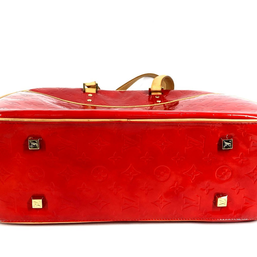 LOUIS VUITTON M91080 Monogram Vernis Sutton กระเป๋าสะพายข้างทรงบอสตัน กระเป๋าสะพายไหล่ ผ้าแคนวาส Monogram Vernis สีแดง สำหรับผู้หญิง