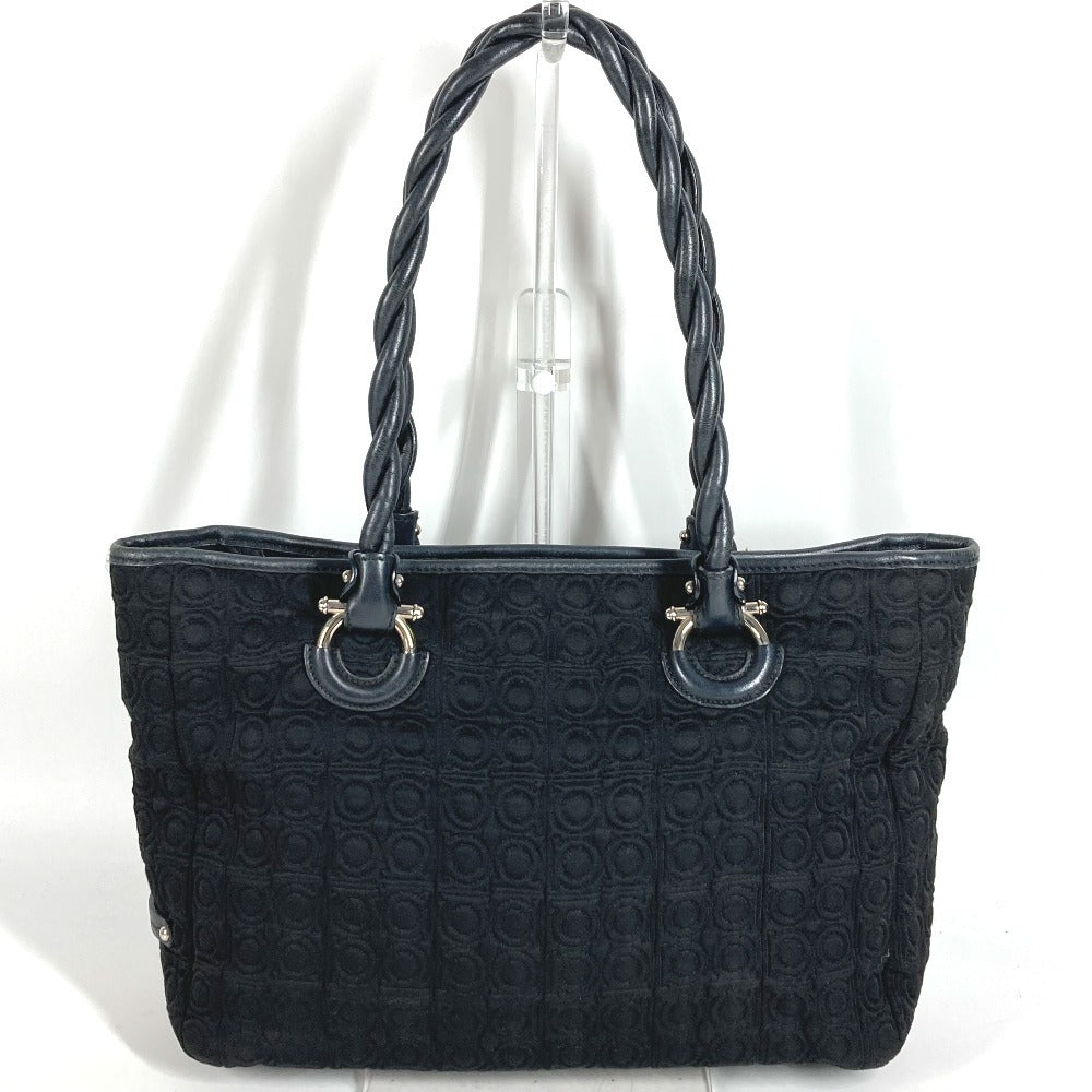 Salvatore Ferragamo Gancini Logo Shoulder Bag Tote Bag Shoulder Bag Nylon Canvas/Leather Unisex Black