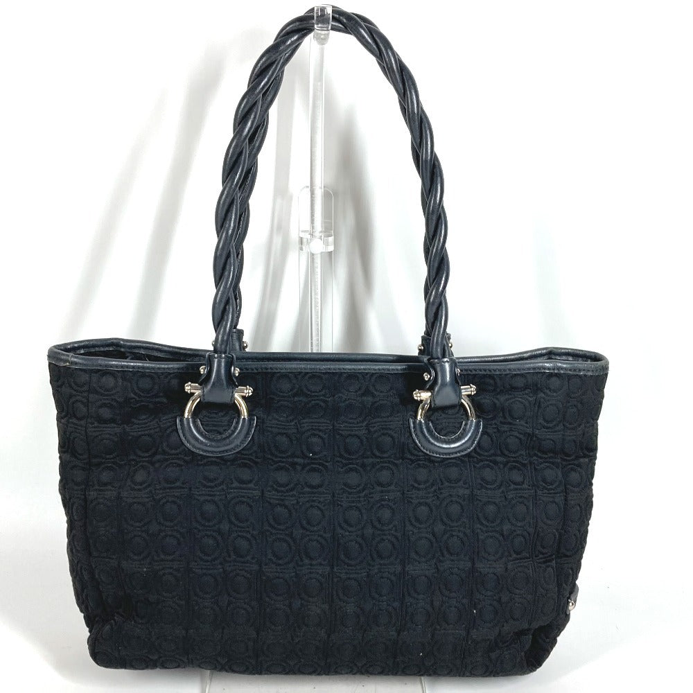 Salvatore Ferragamo Gancini Logo Shoulder Bag Tote Bag Shoulder Bag Nylon Canvas/Leather Unisex Black