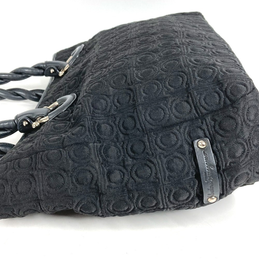 Salvatore Ferragamo Gancini Logo Shoulder Bag Tote Bag Shoulder Bag Nylon Canvas/Leather Unisex Black