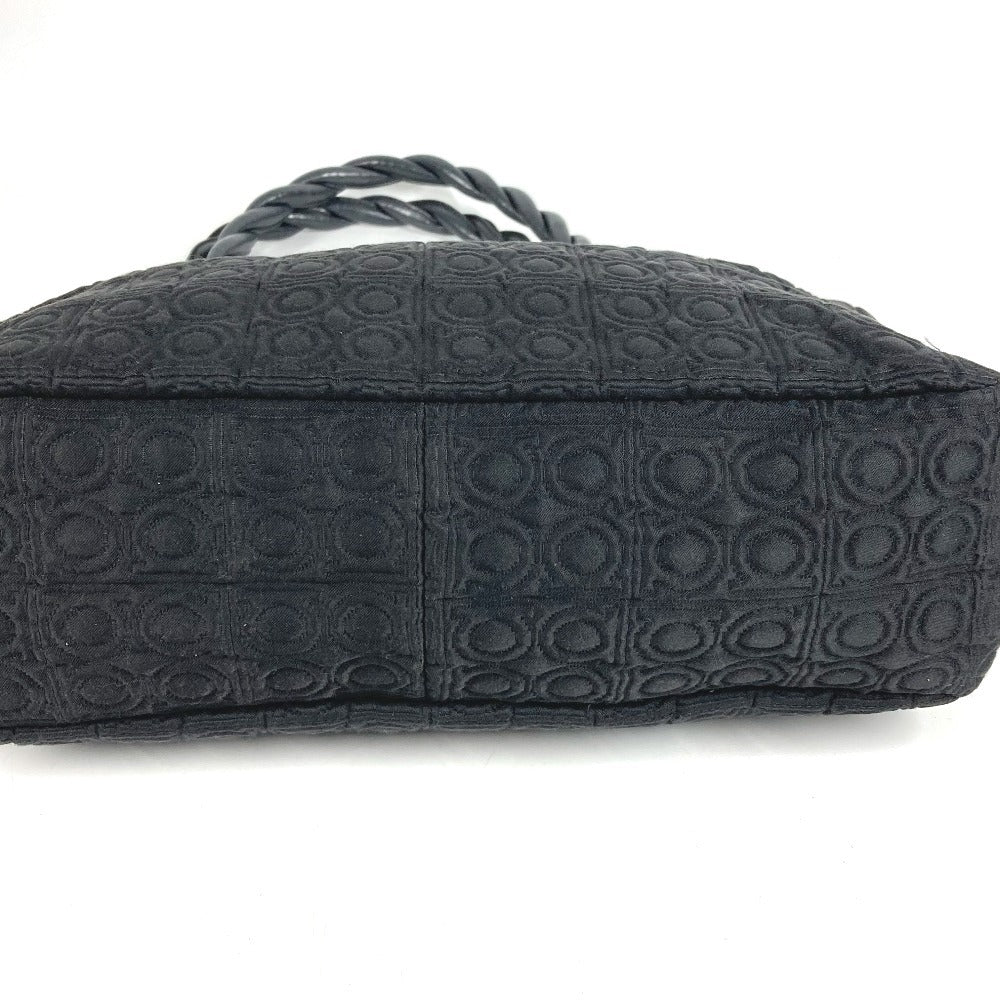 Salvatore Ferragamo Gancini Logo Shoulder Bag Tote Bag Shoulder Bag Nylon Canvas/Leather Unisex Black
