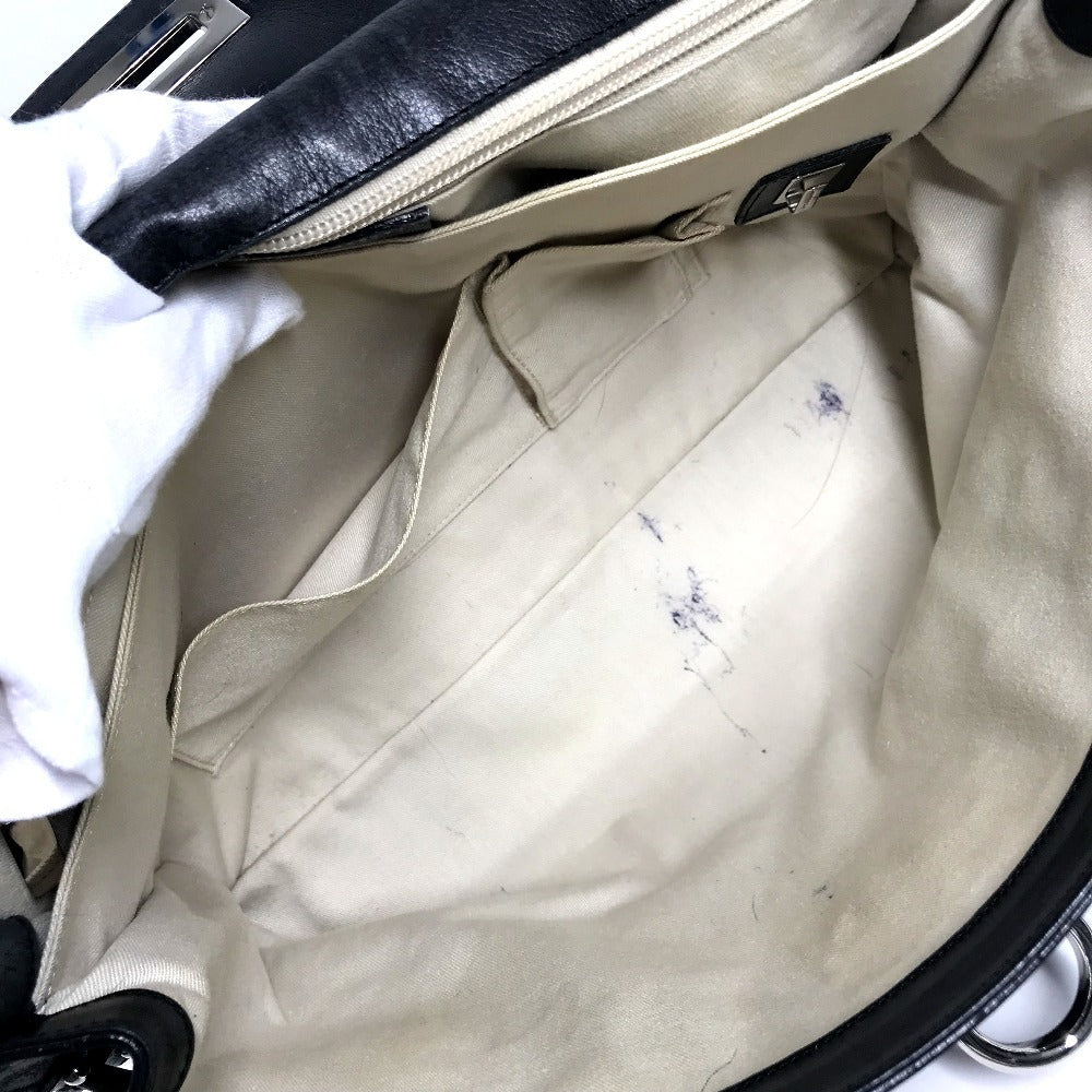 Salvatore Ferragamo ガンチーニ ロゴ 肩掛け カバン フラップ トートバッグ ビジネスバッグ ショルダーバッグ レザー ユニセックス ブラック