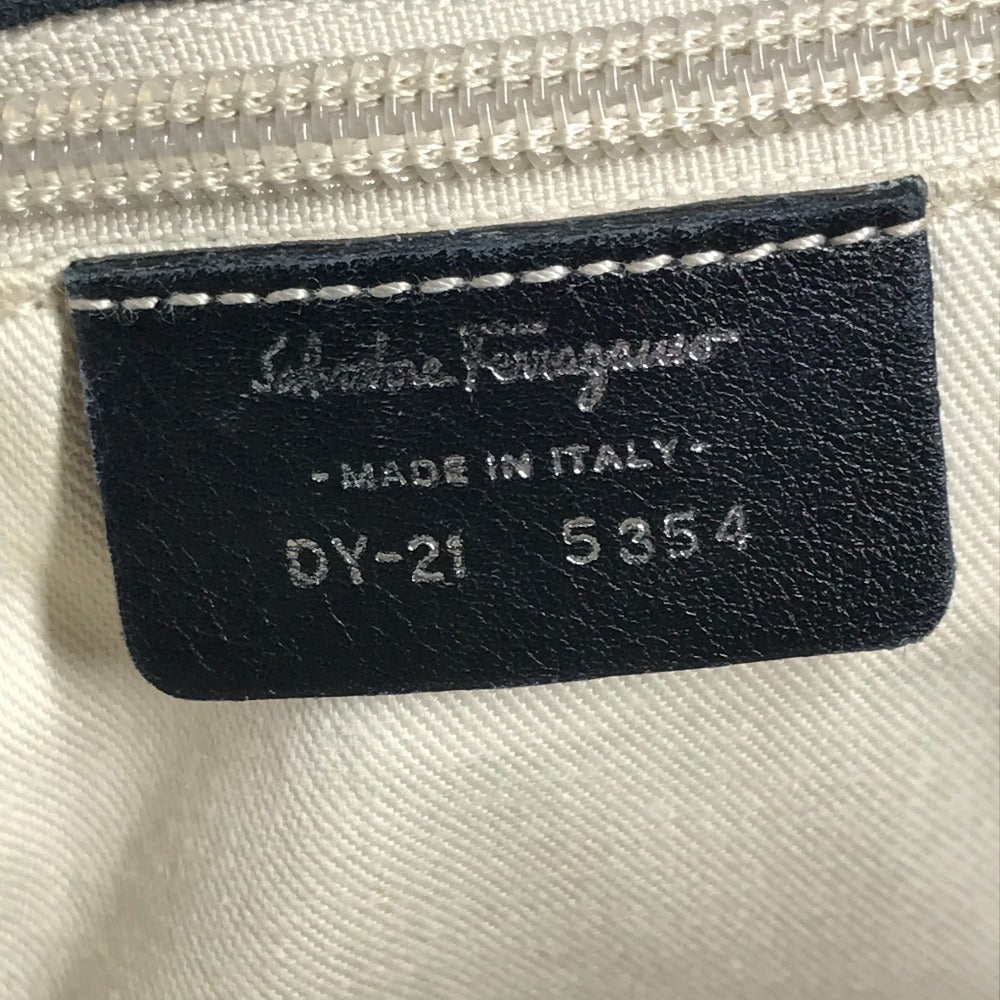 Salvatore Ferragamo ガンチーニ ロゴ 肩掛け カバン フラップ トートバッグ ビジネスバッグ ショルダーバッグ レザー ユニセックス ブラック