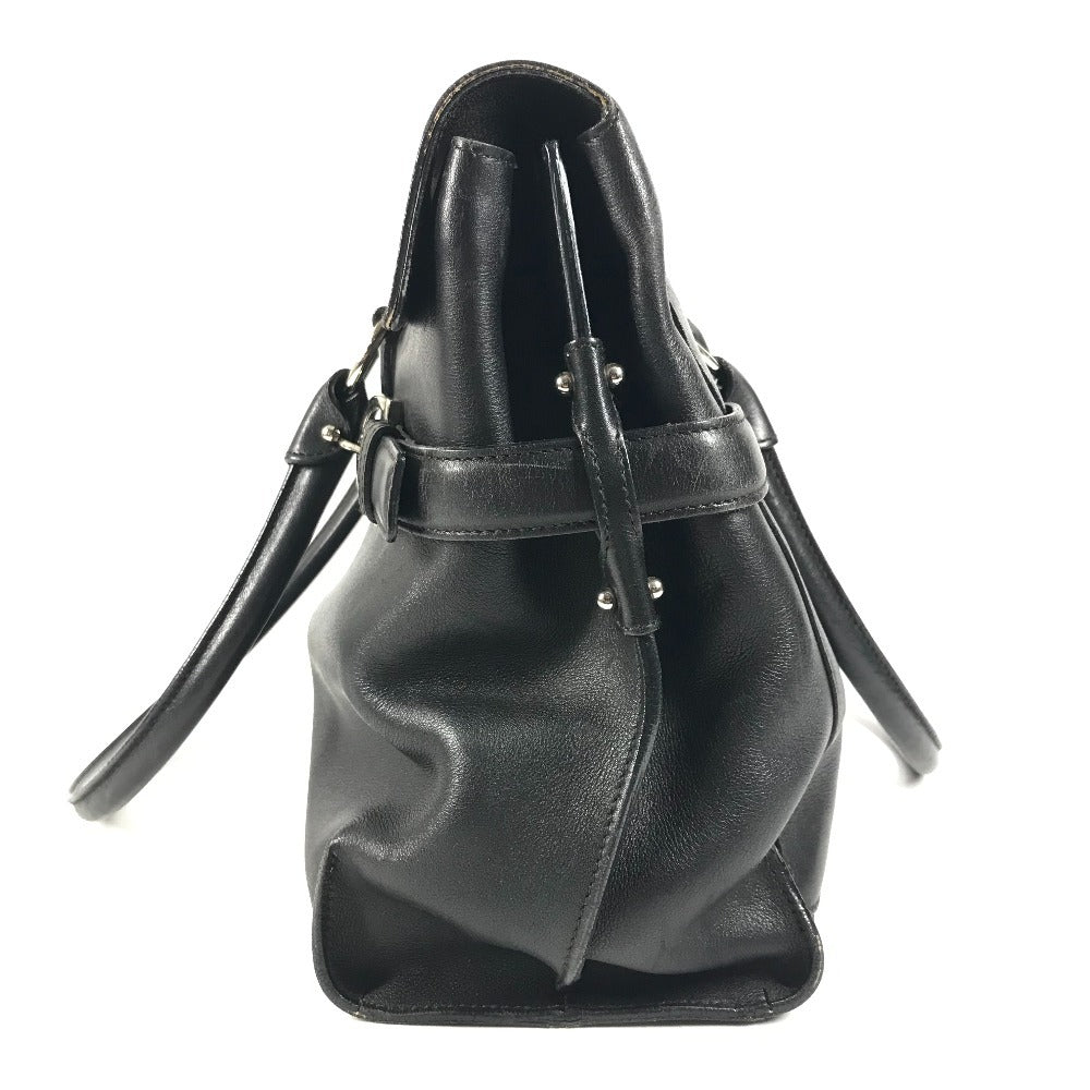 Salvatore Ferragamo ガンチーニ ロゴ 肩掛け カバン フラップ トートバッグ ビジネスバッグ ショルダーバッグ レザー ユニセックス ブラック