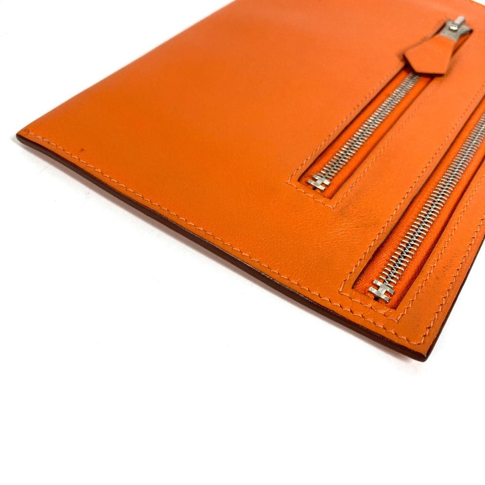 HERMES ジップザック Wジップ フラットポーチ カードケース 小銭入れ 財布 コインケース ポーチ シェーブル ユニセックス オレンジ