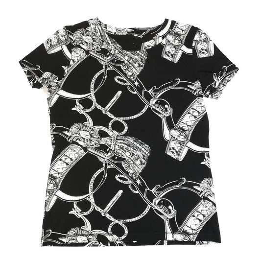 HERMES 総柄 ロゴ アパレル トップス 半袖 半袖Ｔシャツ コットン レディース ブラック