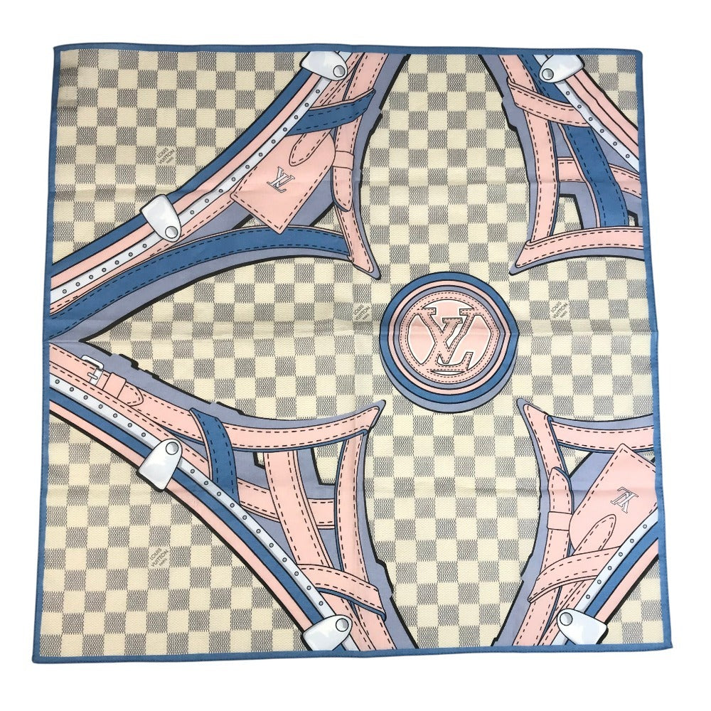 LOUIS VUITTON M73375 Damier Azur Scarf Handkerchief Scarf Cotton Unisex White