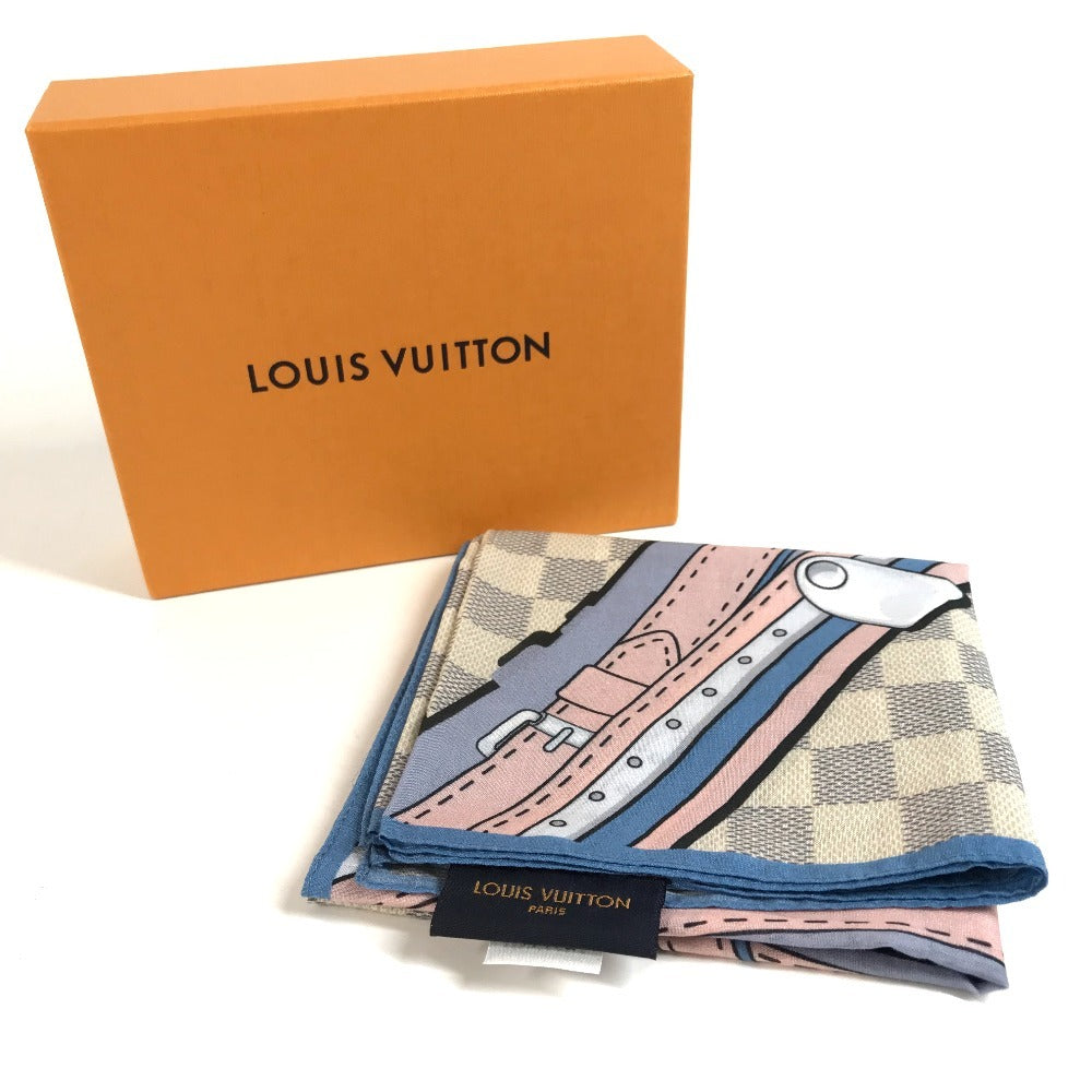LOUIS VUITTON M73375 Damier Azur Scarf Handkerchief Scarf Cotton Unisex White