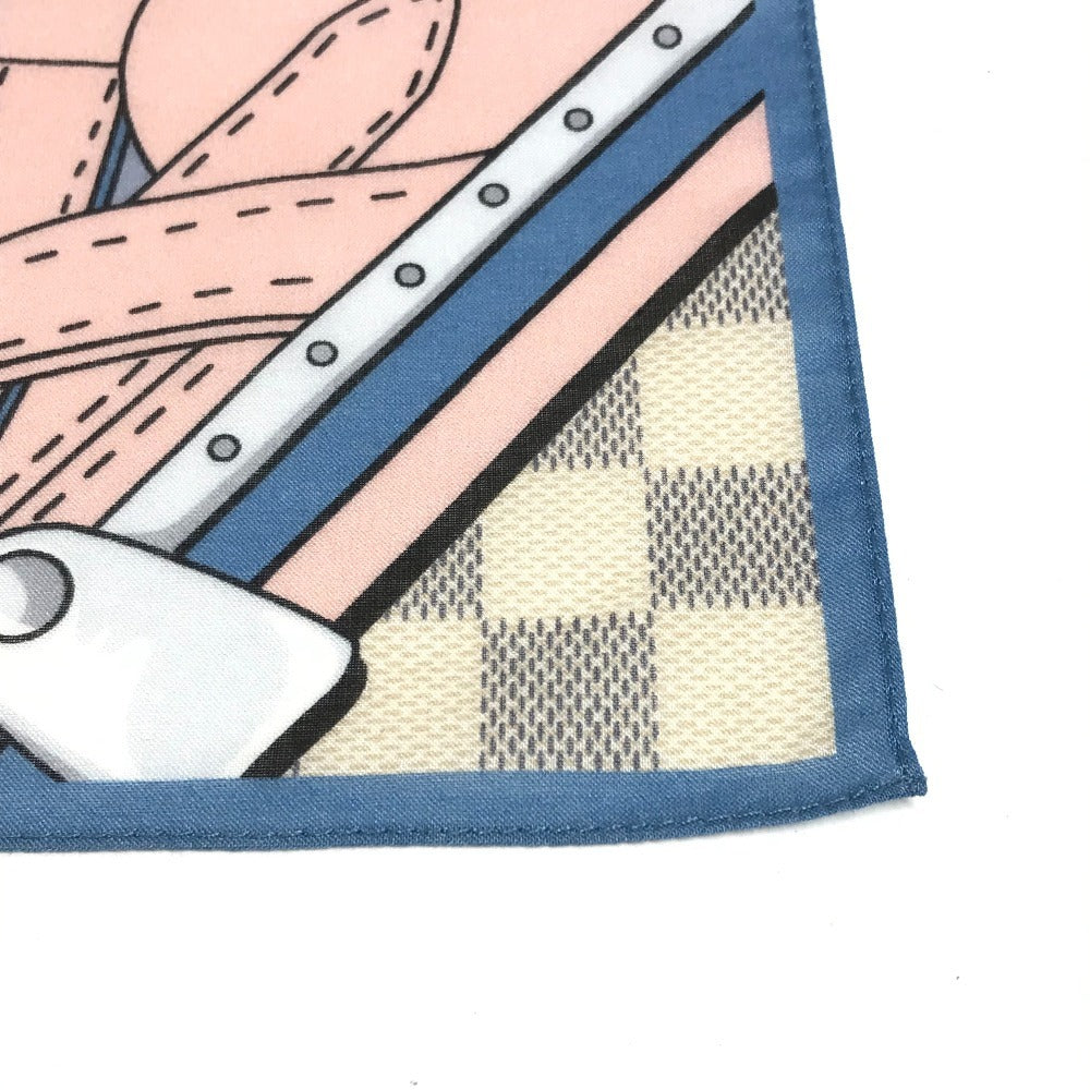 LOUIS VUITTON M73375 Damier Azur Scarf Handkerchief Scarf Cotton Unisex White