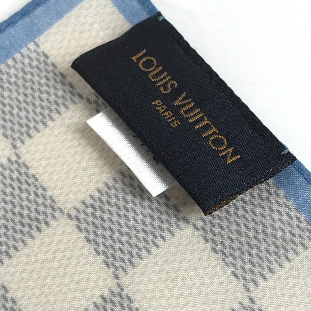 LOUIS VUITTON M73375 Damier Azur Scarf Handkerchief Scarf Cotton Unisex White