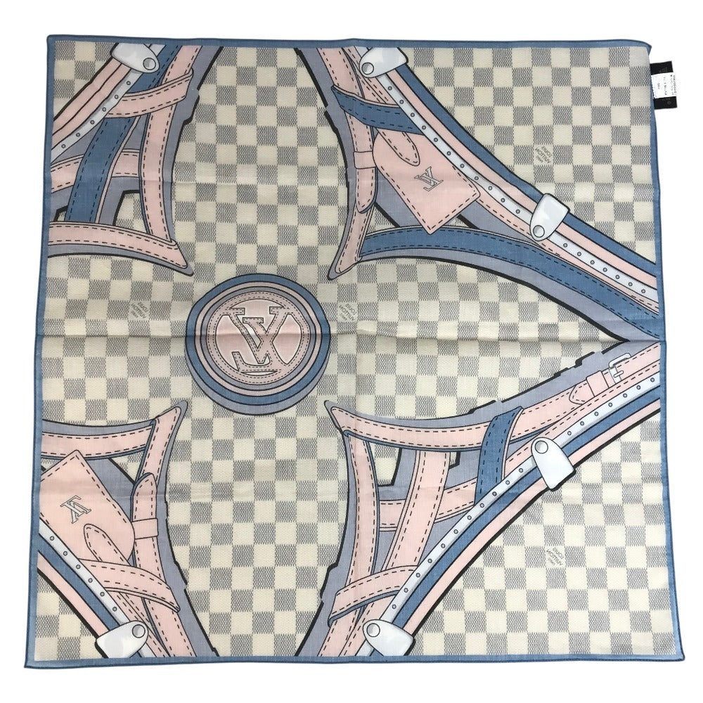 LOUIS VUITTON M73375 Damier Azur Scarf Handkerchief Scarf Cotton Unisex White