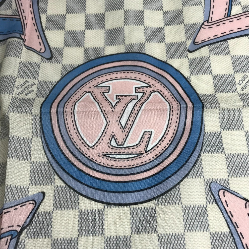 LOUIS VUITTON M73375 Damier Azur Scarf Handkerchief Scarf Cotton Unisex White