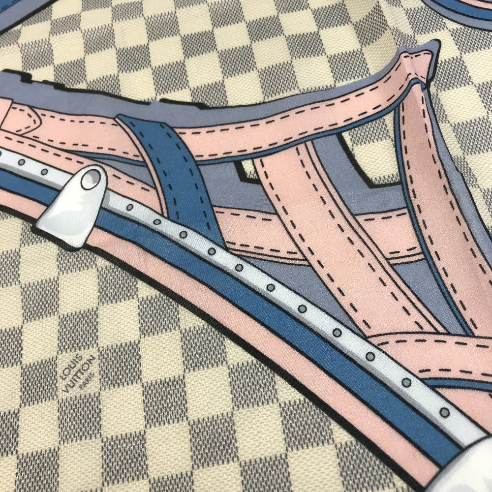 LOUIS VUITTON M73375 Damier Azur Scarf Handkerchief Scarf Cotton Unisex White