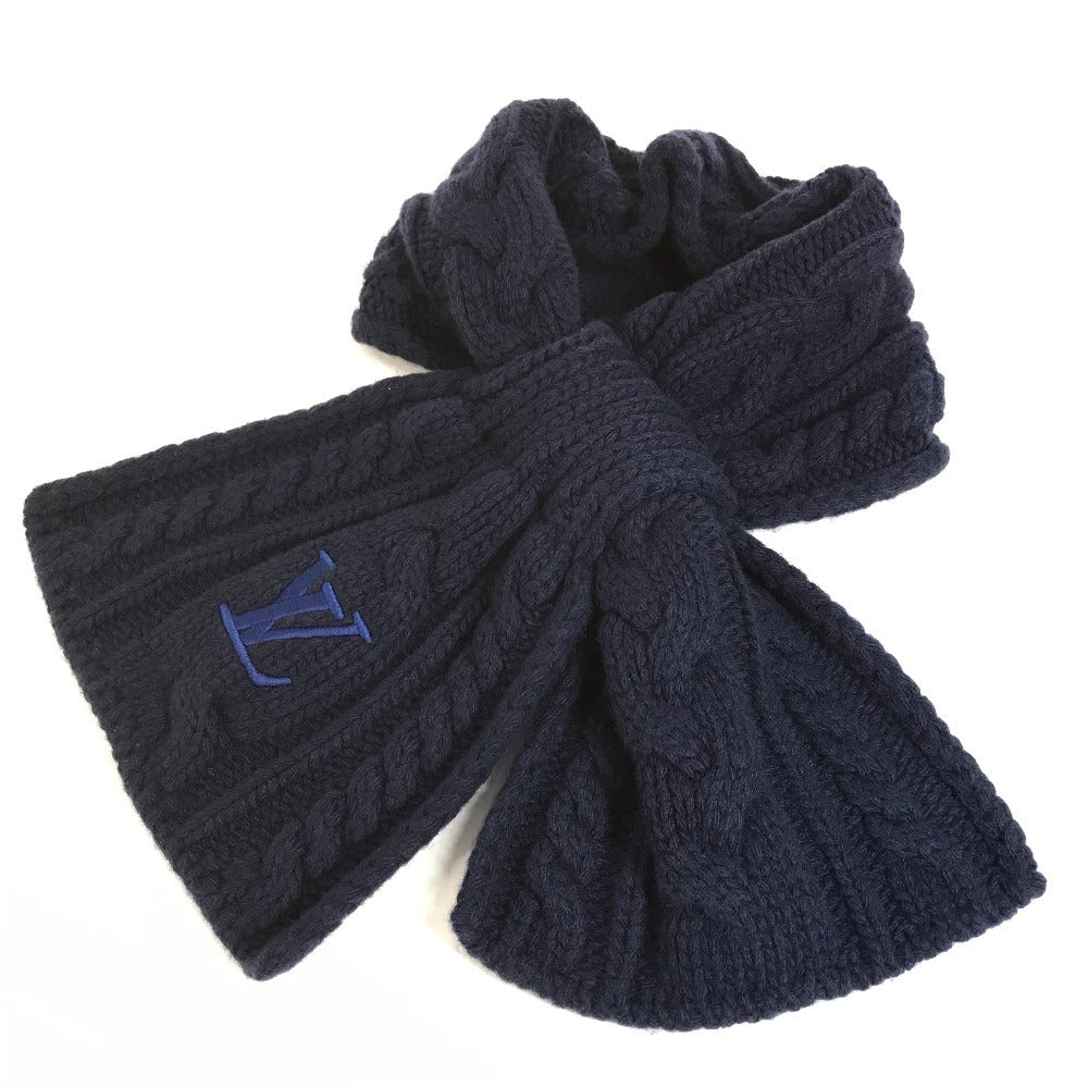LOUIS VUITTON M96755 Scarf Only LV Mini Cable Knit Tippet Scarf Wool Unisex Navy