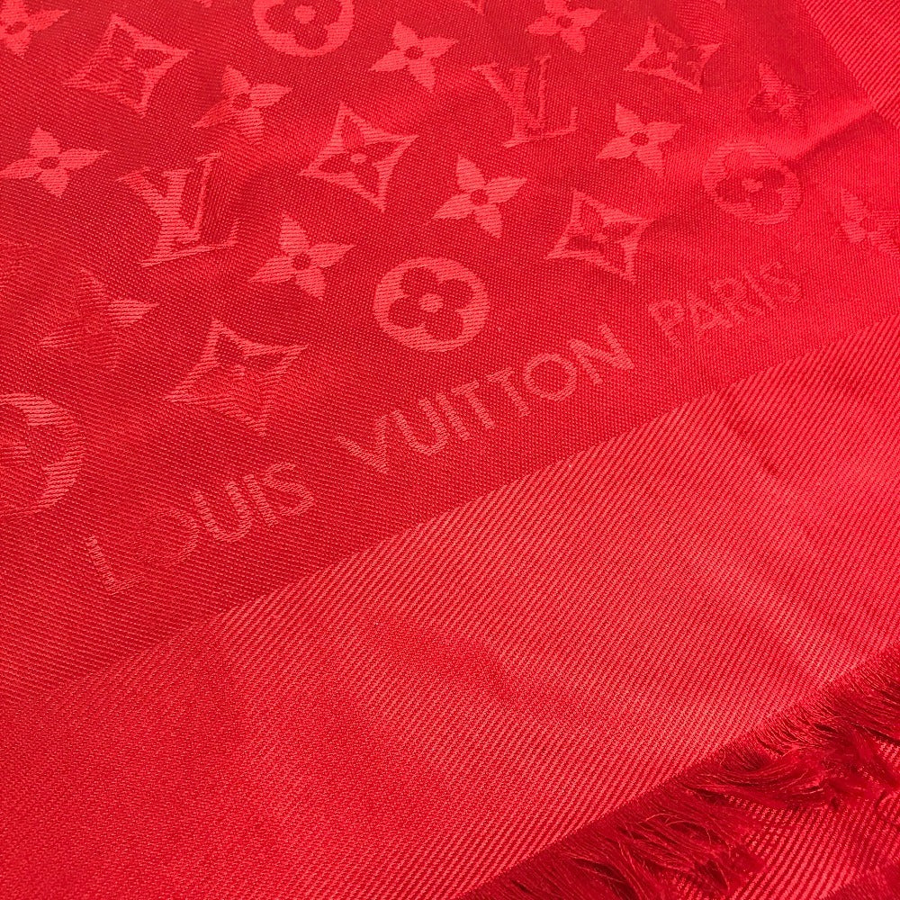 LOUIS VUITTON モノグラム 大判 アパレル小物 ストール フリンジ マフラー ショール ウール ユニセックス レッド