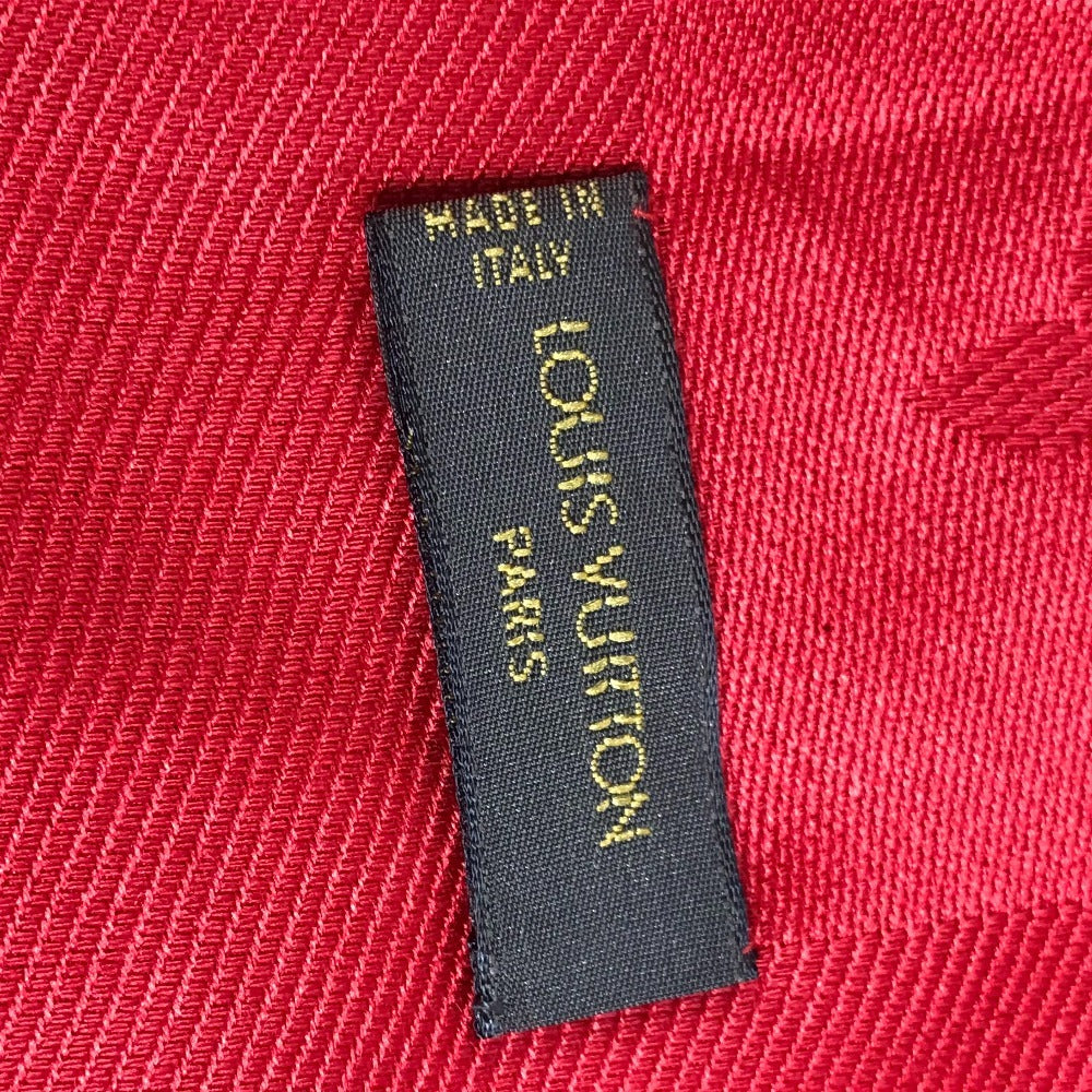 LOUIS VUITTON モノグラム 大判 アパレル小物 ストール フリンジ マフラー ショール ウール ユニセックス レッド