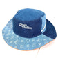 LOUIS VUITTON M7537L Denim Bucket Hat, Denim Patchwork Explorer Reversible Hat, Headwear, Bucket Hat, Bob Hat, with Strap, Cotton, Men's, Blue