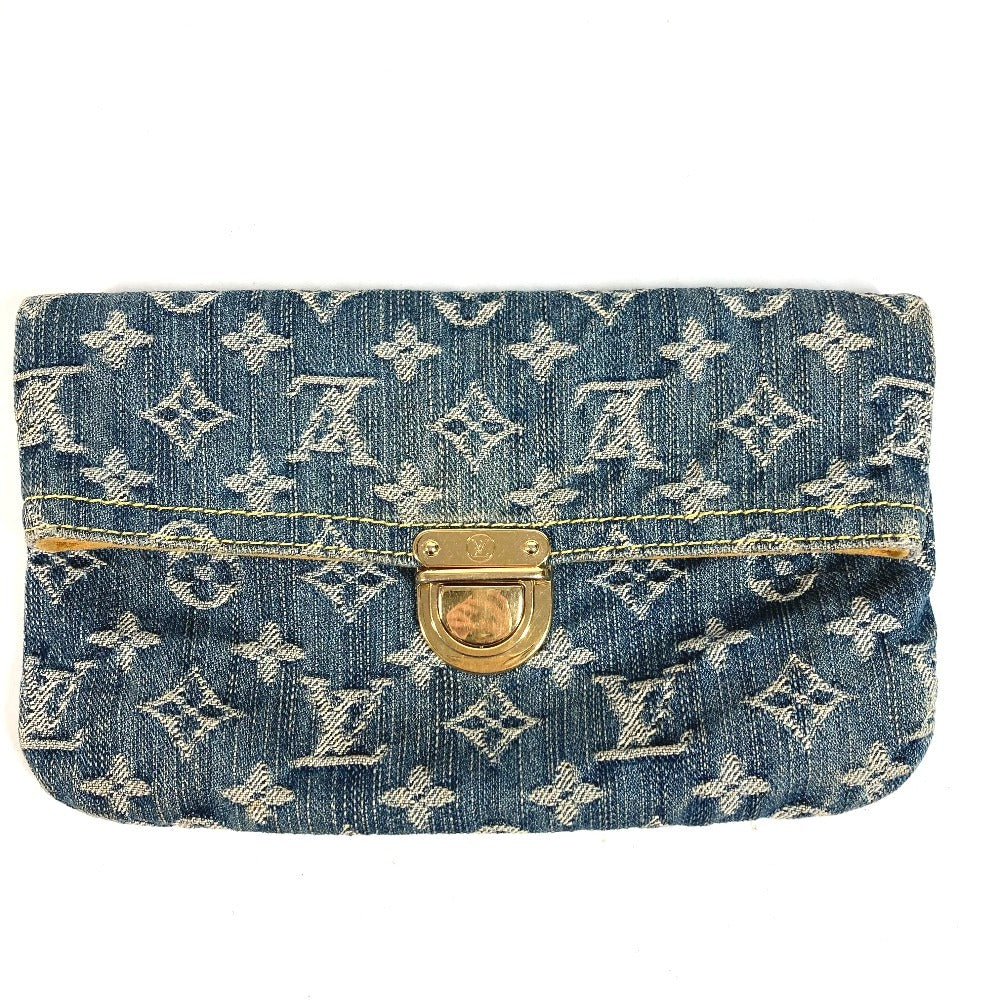 LOUIS VUITTON M95007 モノグラムデニム ポシェットプラット ポシェット プラット カバン 2つ折り ポーチ クラッチバッグ モノグラムデニム ユニセックス ブルー
