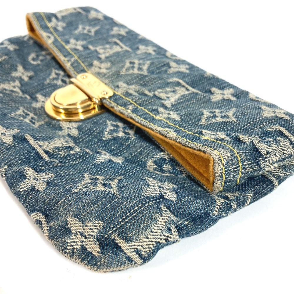 LOUIS VUITTON M95007 モノグラムデニム ポシェットプラット ポシェット プラット カバン 2つ折り ポーチ クラッチバッグ モノグラムデニム ユニセックス ブルー
