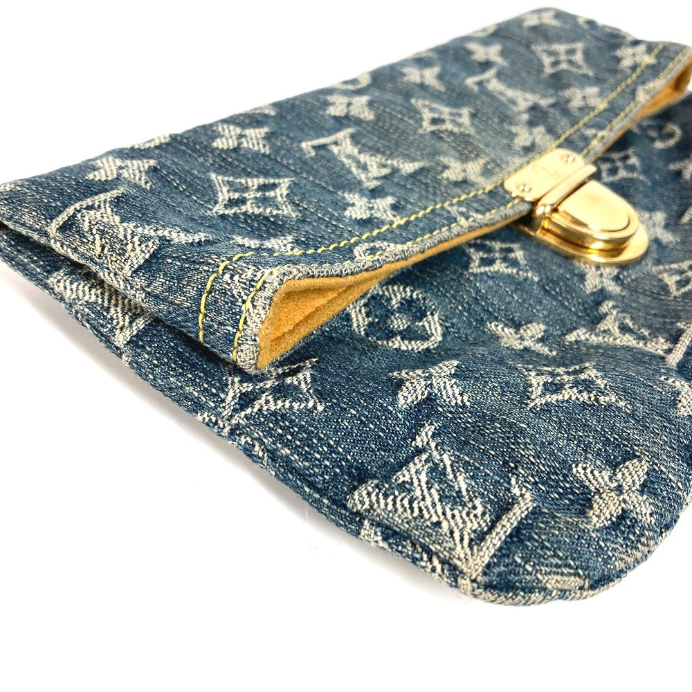 LOUIS VUITTON M95007 モノグラムデニム ポシェットプラット ポシェット プラット カバン 2つ折り ポーチ クラッチバッグ モノグラムデニム ユニセックス ブルー