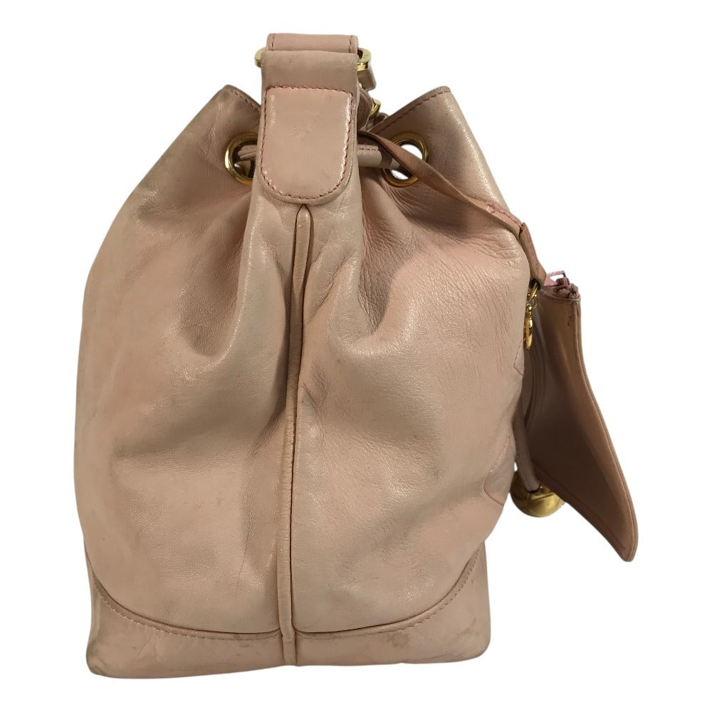 CHANEL Pouch Coco Ball Vintage CC Coco Mark Logo Drawstring Bag Shoulder Bag Leather Unisex Pink