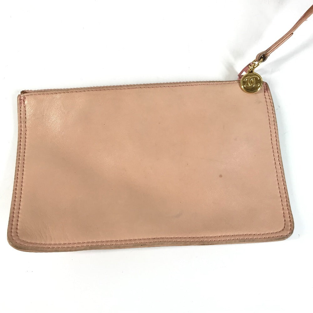 CHANEL Pouch Coco Ball Vintage CC Coco Mark Logo Drawstring Bag Shoulder Bag Leather Unisex Pink