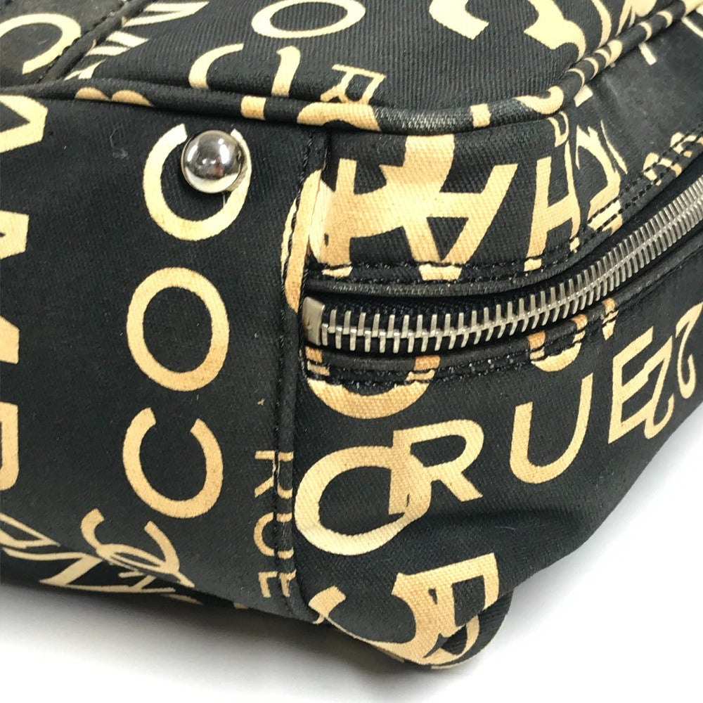 CHANEL By The Sea Line CC Coco Mark Logo Bag Shoulder Tote Bag Shoulder Bag Canvas Unisex Black