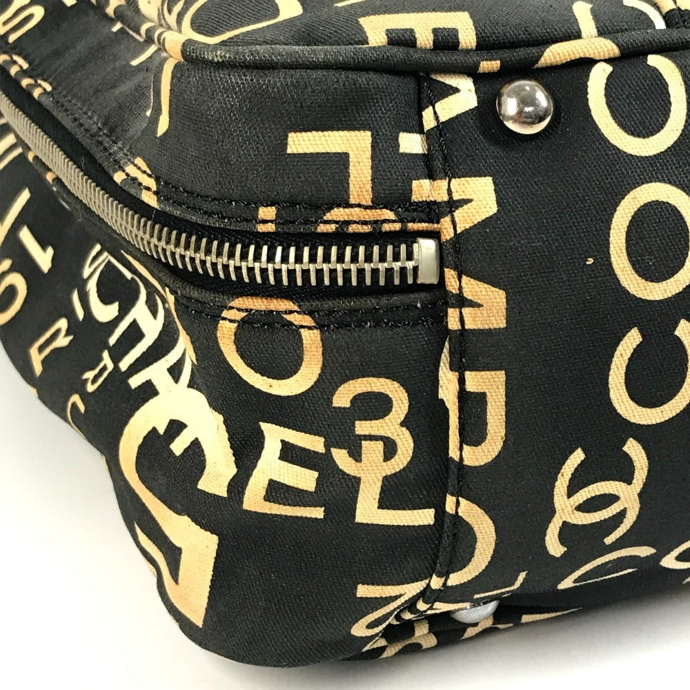 CHANEL By The Sea Line CC Coco Mark Logo Bag Shoulder Tote Bag Shoulder Bag Canvas Unisex Black
