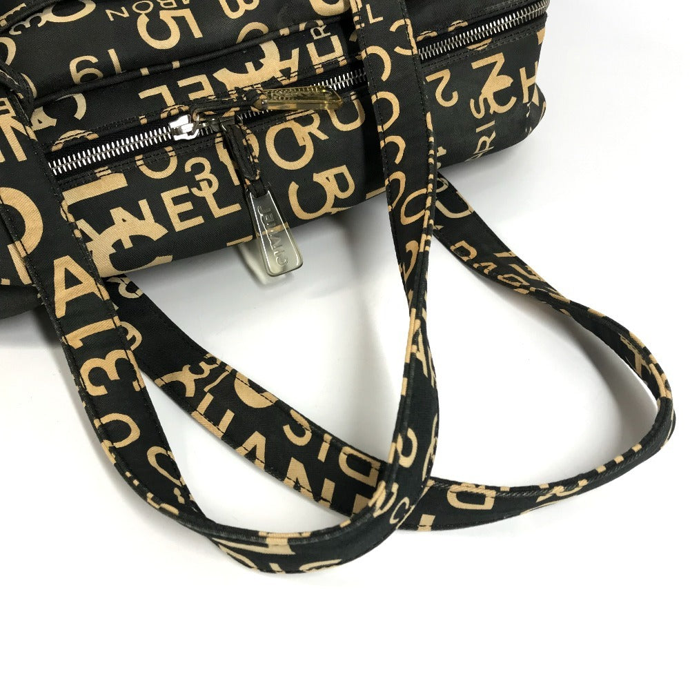 CHANEL By The Sea Line CC Coco Mark Logo Bag Shoulder Tote Bag Shoulder Bag Canvas Unisex Black