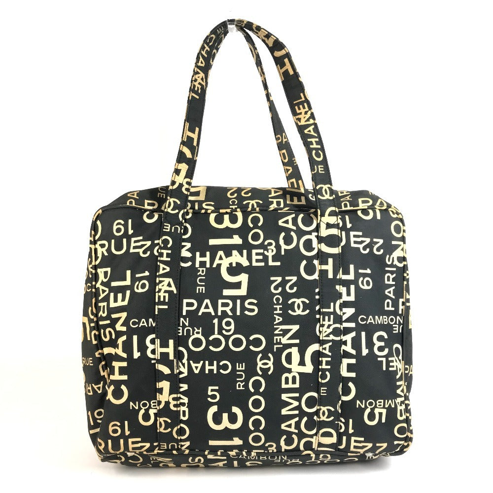 CHANEL By The Sea Line CC Coco Mark Logo Bag Shoulder Tote Bag Shoulder Bag Canvas Unisex Black