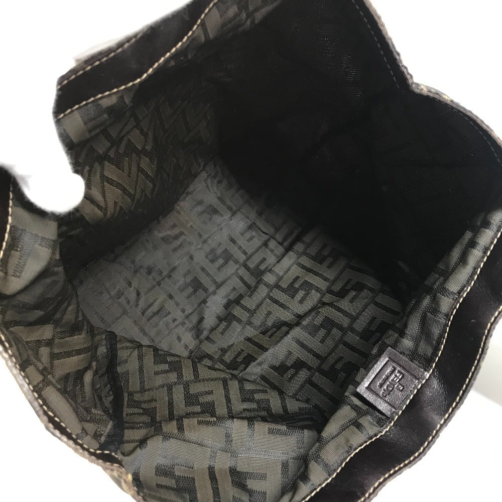FENDI Vintage Zucca Logo Foldable Eco Bag Shoulder Bag Tote Bag Handbag Shoulder Bag Canvas Unisex Brown