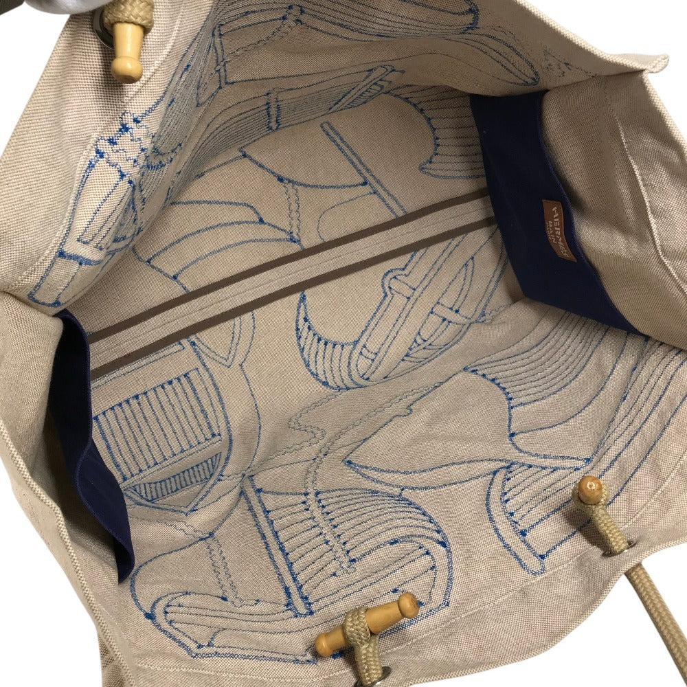 HERMES ビーチバッグ タラサ バッグ ロゴ カバン 肩掛け ボストンバッグ トートバッグ ショルダーバッグ コットン ユニセックス ベージュ