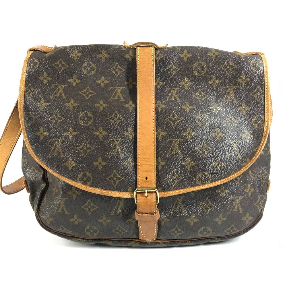 LOUIS VUITTON M42254 โมโนแกรม Saumur 35 กระเป๋าสะพายข้างแบบมีฝาพับ Monogram Canvas Unisex สีน้ำตาล