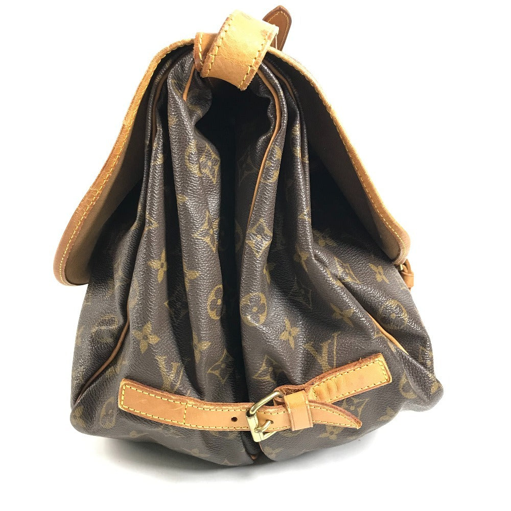 LOUIS VUITTON M42254 โมโนแกรม Saumur 35 กระเป๋าสะพายข้างแบบมีฝาพับ Monogram Canvas Unisex สีน้ำตาล