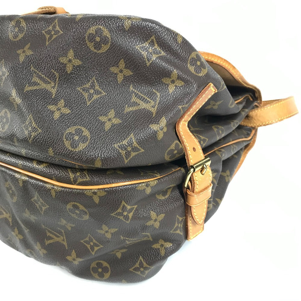LOUIS VUITTON M42254 โมโนแกรม Saumur 35 กระเป๋าสะพายข้างแบบมีฝาพับ Monogram Canvas Unisex สีน้ำตาล