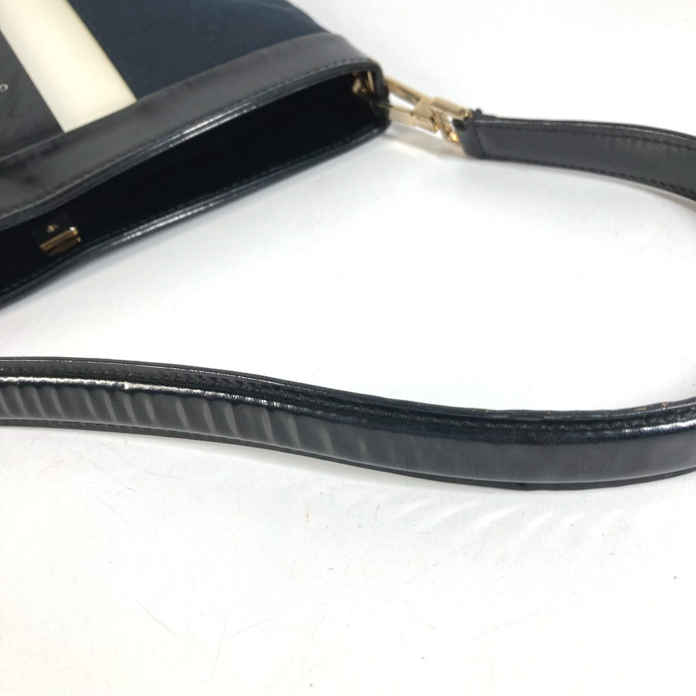 GUCCI 001 4231 ヴィンテージ ロゴ ストライプ カバン 肩掛け トートバッグ ショルダーバッグ キャンバス ユニセックス ブラック