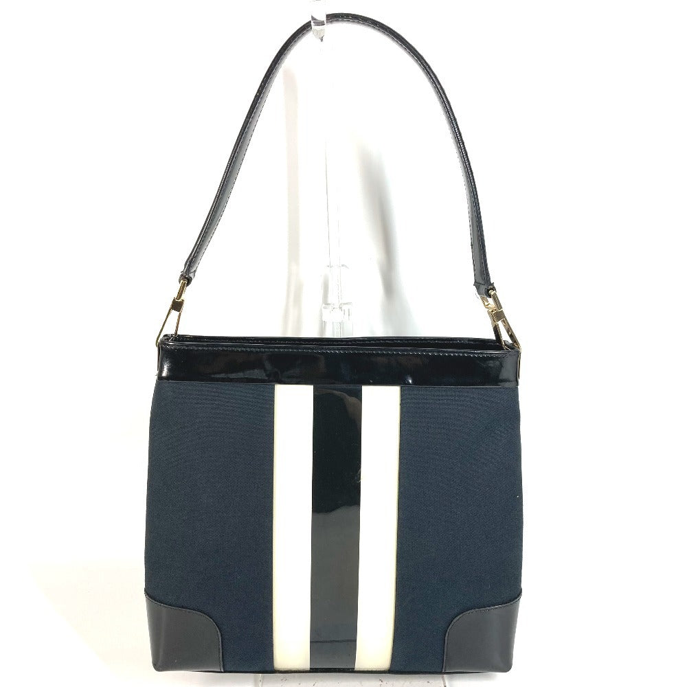 GUCCI 001 4231 ヴィンテージ ロゴ ストライプ カバン 肩掛け トートバッグ ショルダーバッグ キャンバス ユニセックス ブラック