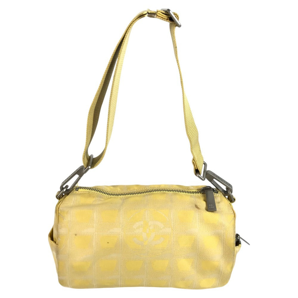 CHANEL New Travel Line Cylinder CC Coco Mark Logo Bag Shoulder Bag Nylon Canvas Unisex Yellow