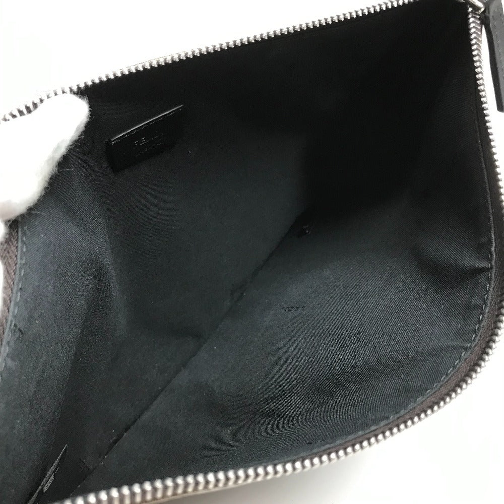 FENDI 7N0078 ズッカ ロゴ カバン ポーチ セカンドバッグ クラッチバッグ レザー/コーティングキャンバス ユニセックス ブラウン