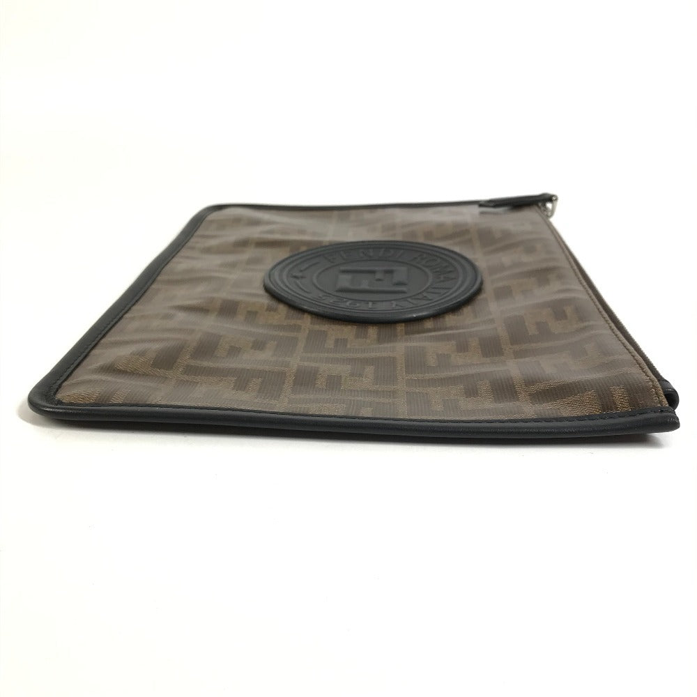 FENDI 7N0078 ズッカ ロゴ カバン ポーチ セカンドバッグ クラッチバッグ レザー/コーティングキャンバス ユニセックス ブラウン