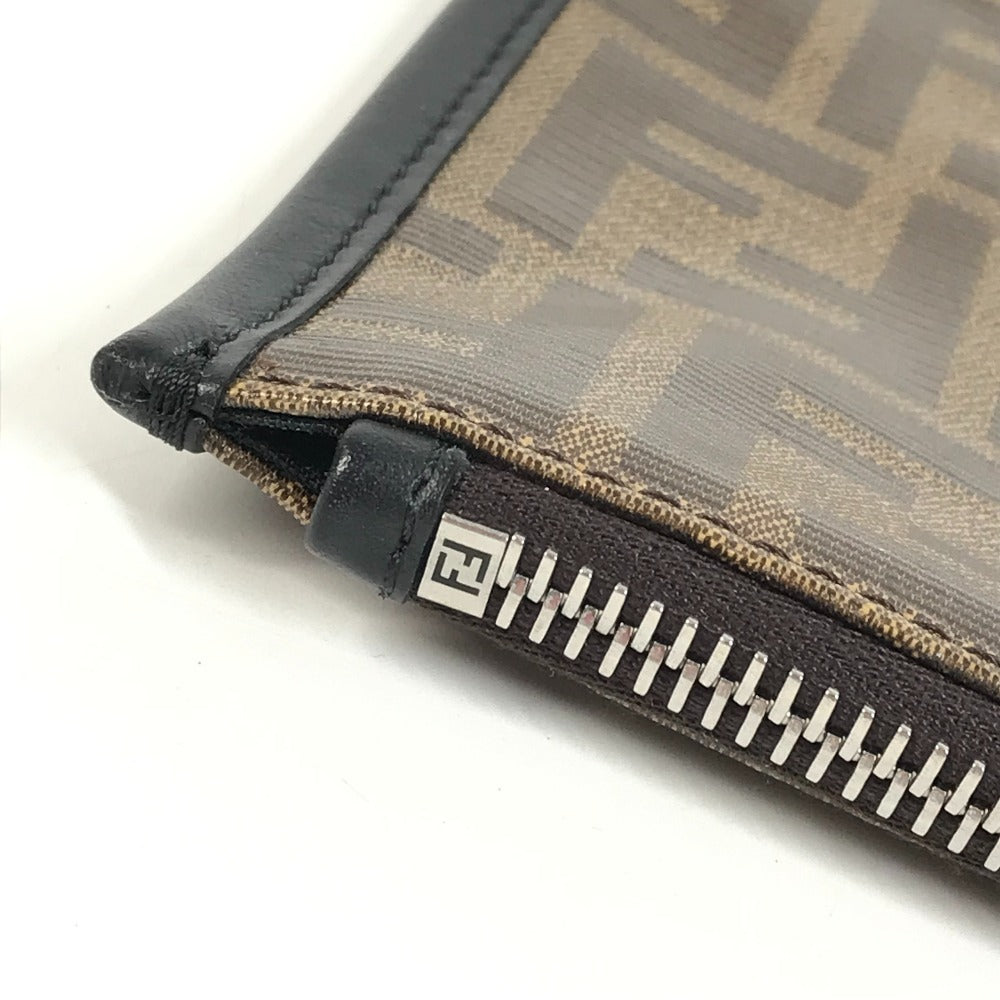 FENDI 7N0078 ズッカ ロゴ カバン ポーチ セカンドバッグ クラッチバッグ レザー/コーティングキャンバス ユニセックス ブラウン
