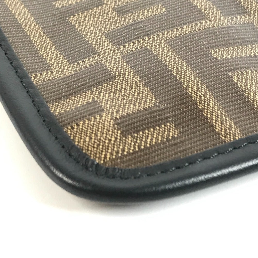 FENDI 7N0078 ズッカ ロゴ カバン ポーチ セカンドバッグ クラッチバッグ レザー/コーティングキャンバス ユニセックス ブラウン