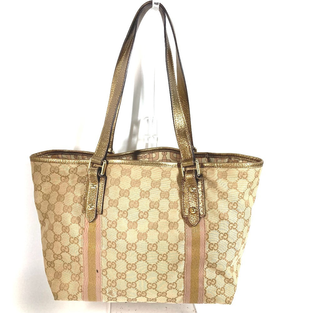GUCCI 137396 チャーム付き ロゴ GG カバン 肩掛け トートバッグ ショルダーバッグ GGキャンバス/レザー ユニセックス ベージュ