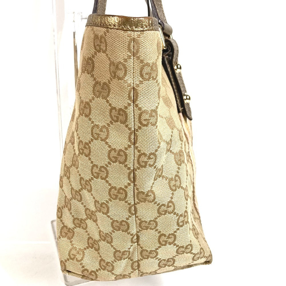 GUCCI 137396 チャーム付き ロゴ GG カバン 肩掛け トートバッグ ショルダーバッグ GGキャンバス/レザー ユニセックス ベージュ