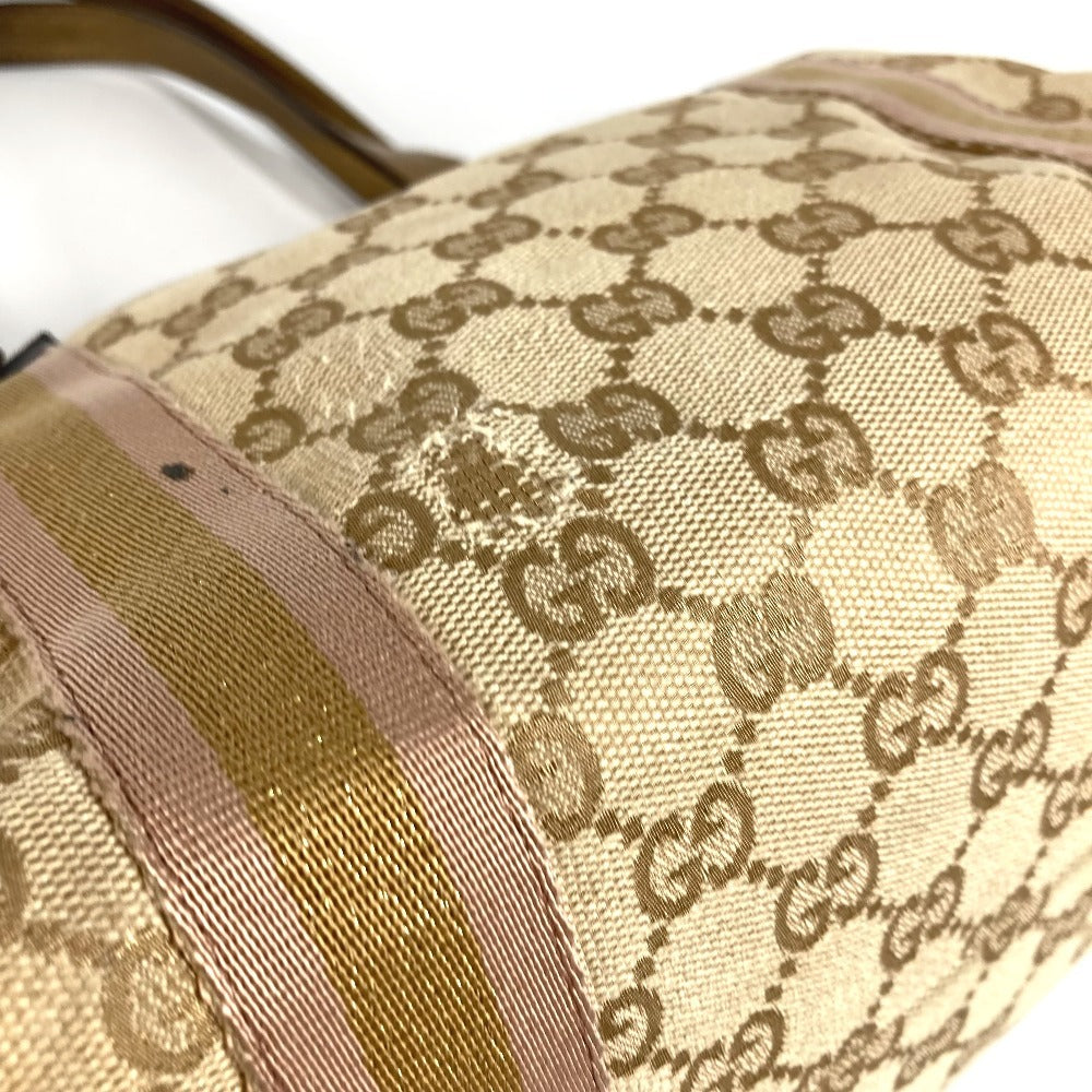 GUCCI 137396 チャーム付き ロゴ GG カバン 肩掛け トートバッグ ショルダーバッグ GGキャンバス/レザー ユニセックス ベージュ